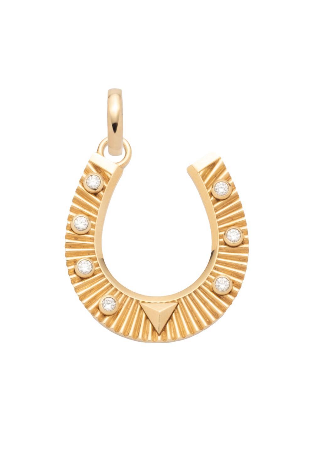 Diamond Horseshoe Large Pendant-YELLOW GOLD-JEWELRYFINE JEWELPENDANT-FOUNDRAE