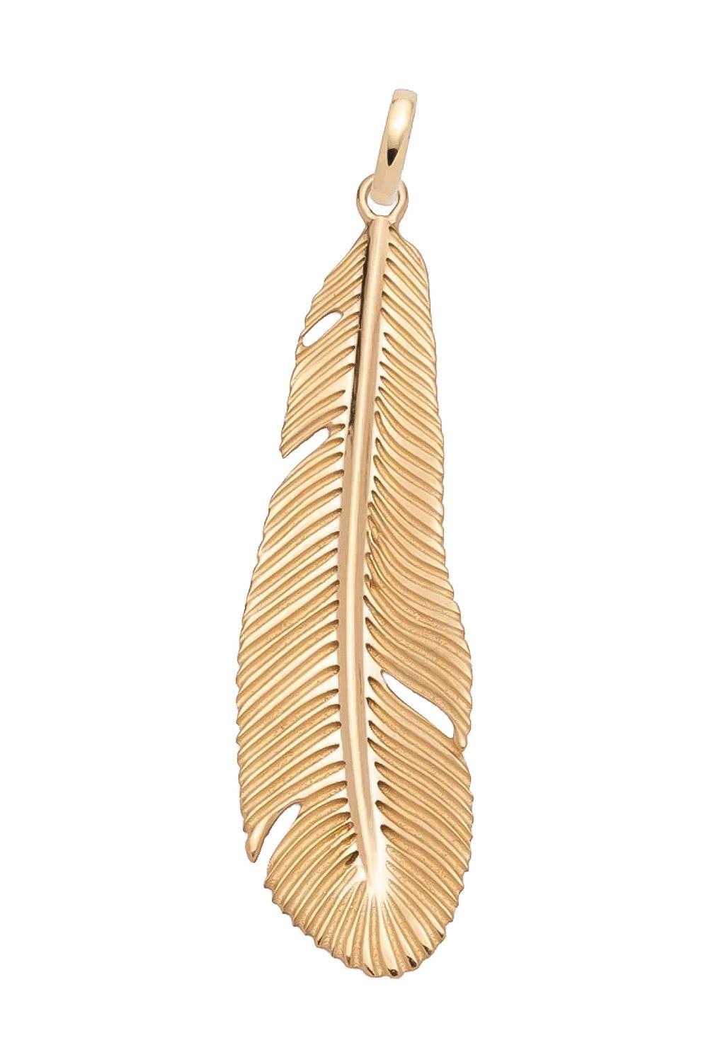 Feather Large Pendant-YELLOW GOLD-JEWELRYFINE JEWELPENDANT-FOUNDRAE