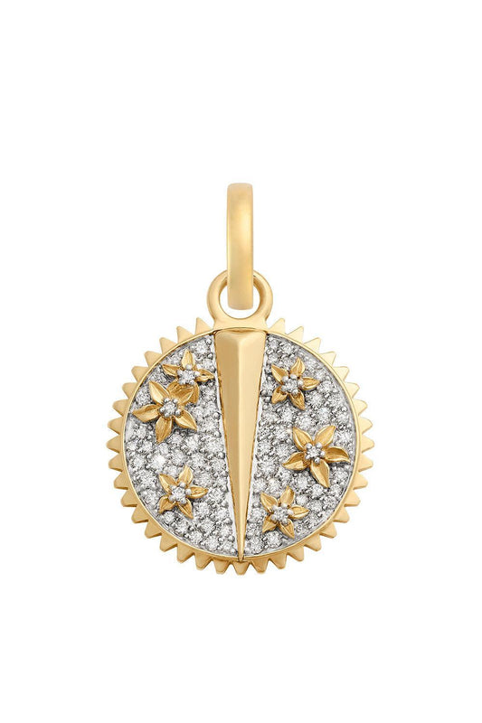 Diamond Pave Resilience Baby Blossoms Medallion-YELLOW GOLD-JEWELRYFINE JEWELPENDANT-FOUNDRAE