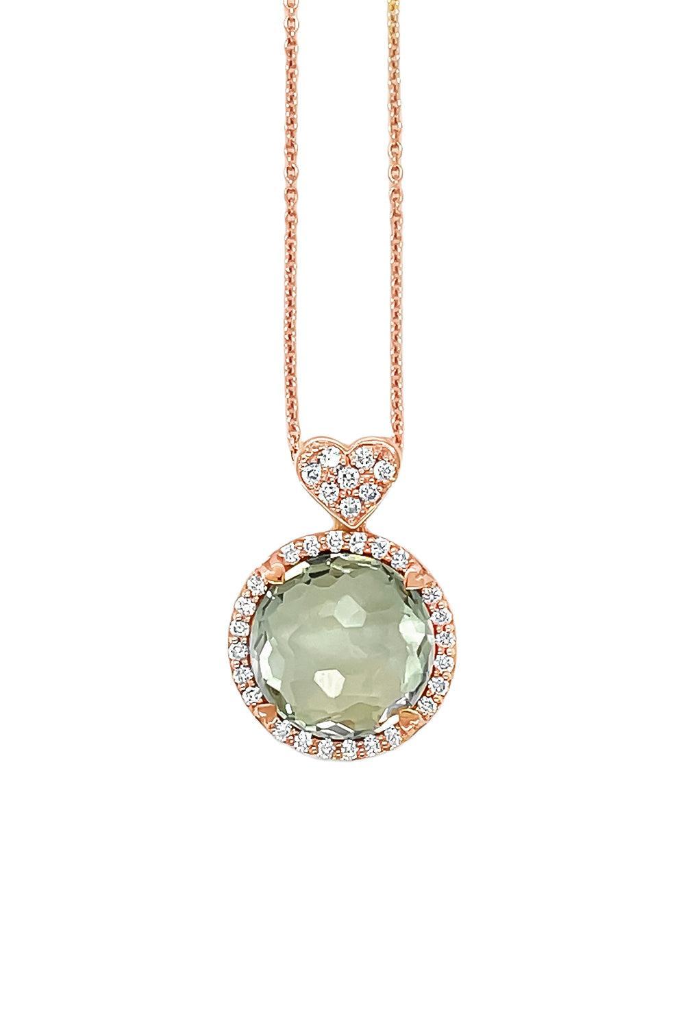 Diamond Quartz Round Necklace-ROSE GOLD-JEWELRYFINE JEWELNECKLACE O-LISA NIK