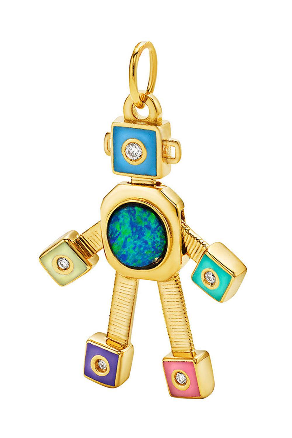 Galaxy Heart Mini Robot Pendant-YELLOW GOLD-JEWELRYFINE JEWELPENDANT-VAN