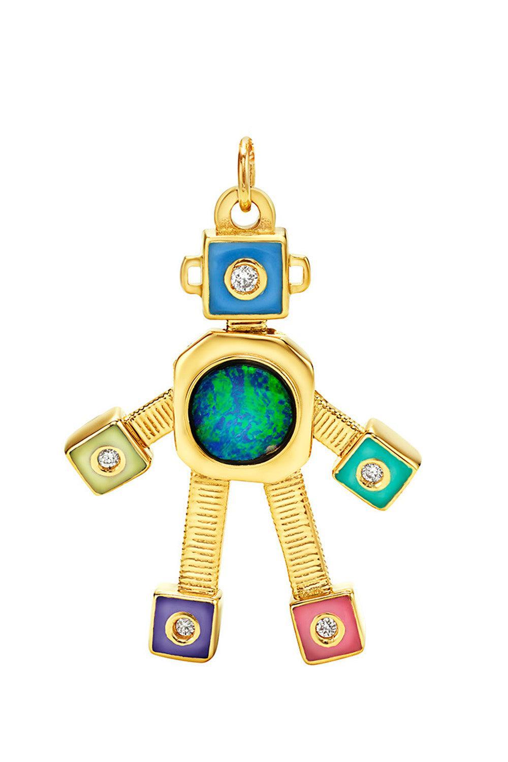 Galaxy Heart Mini Robot Pendant-YELLOW GOLD-JEWELRYFINE JEWELPENDANT-VAN
