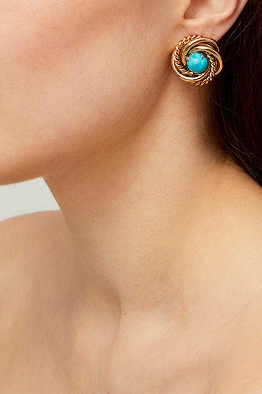 Turquoise Atika Stud Earrings-TURQ-JEWELRYBOUTIQUEEARRING-GAS BIJOUX