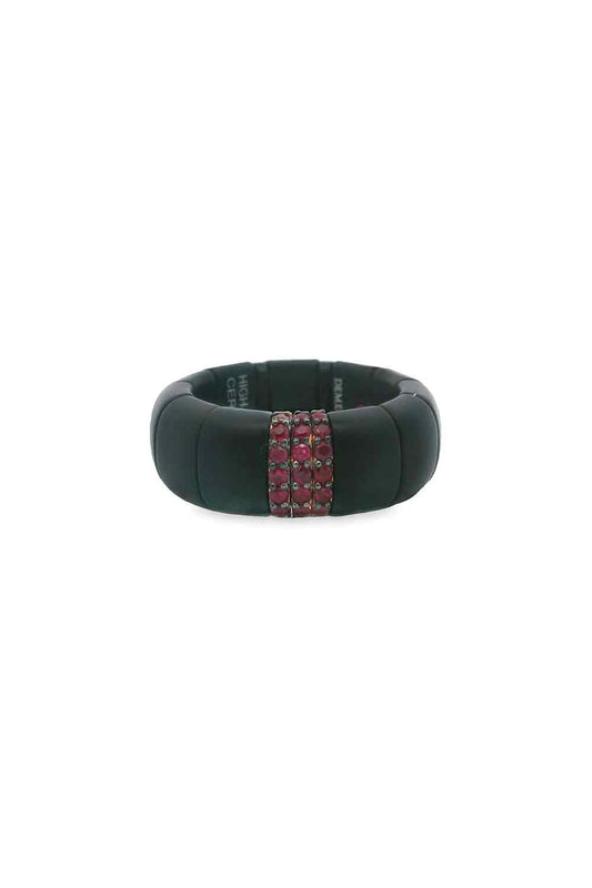 Three Ruby Bar Matte Black Ring-WHITE GOLD-6.5-JEWELRYFINE JEWELRING-ROBERTO DEMEGLIO