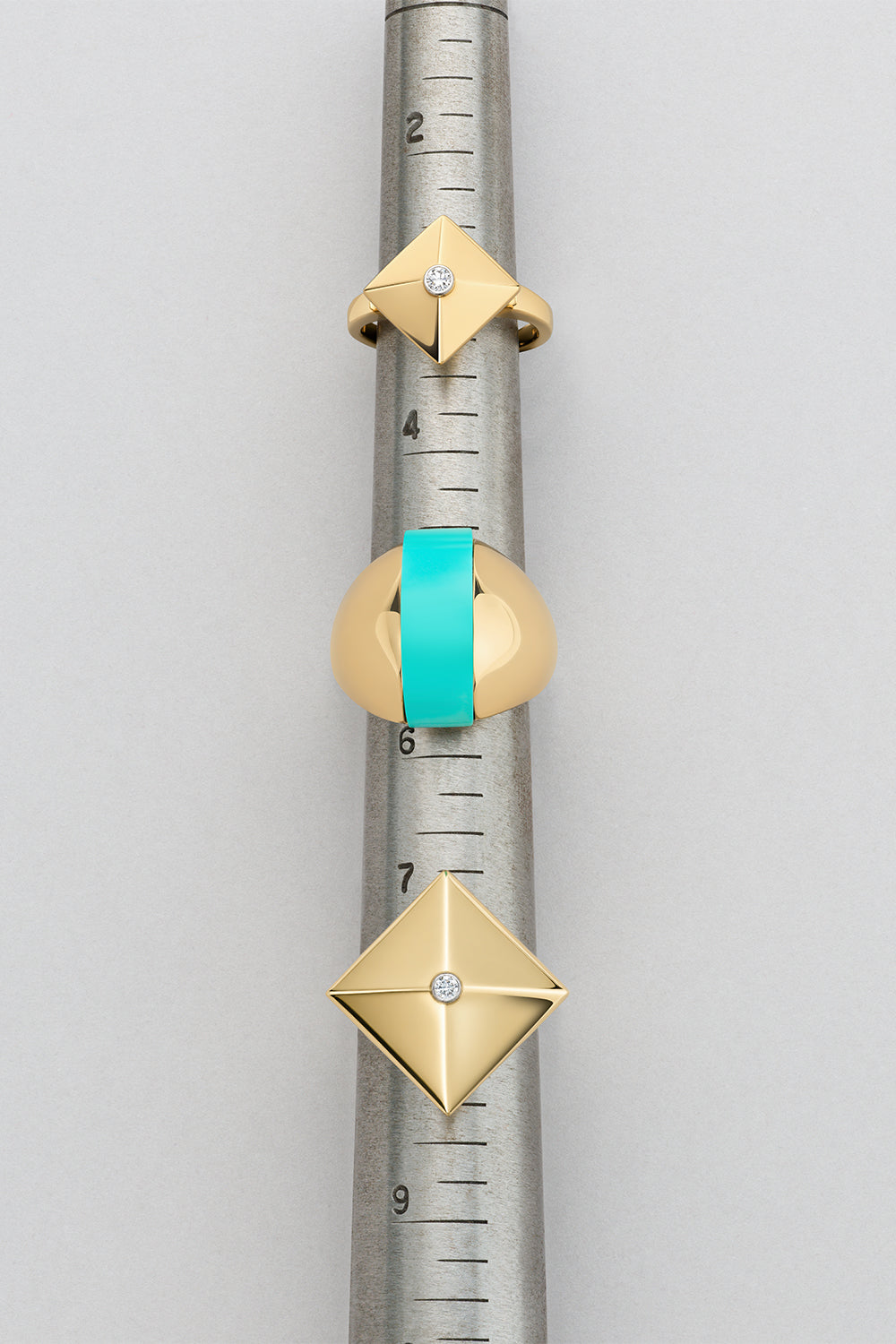 Mini Diamond Accent Piramide Ring-YELLOW GOLD-6.75-JEWELRYFINE JEWELRING-ALETTO BROTHERS