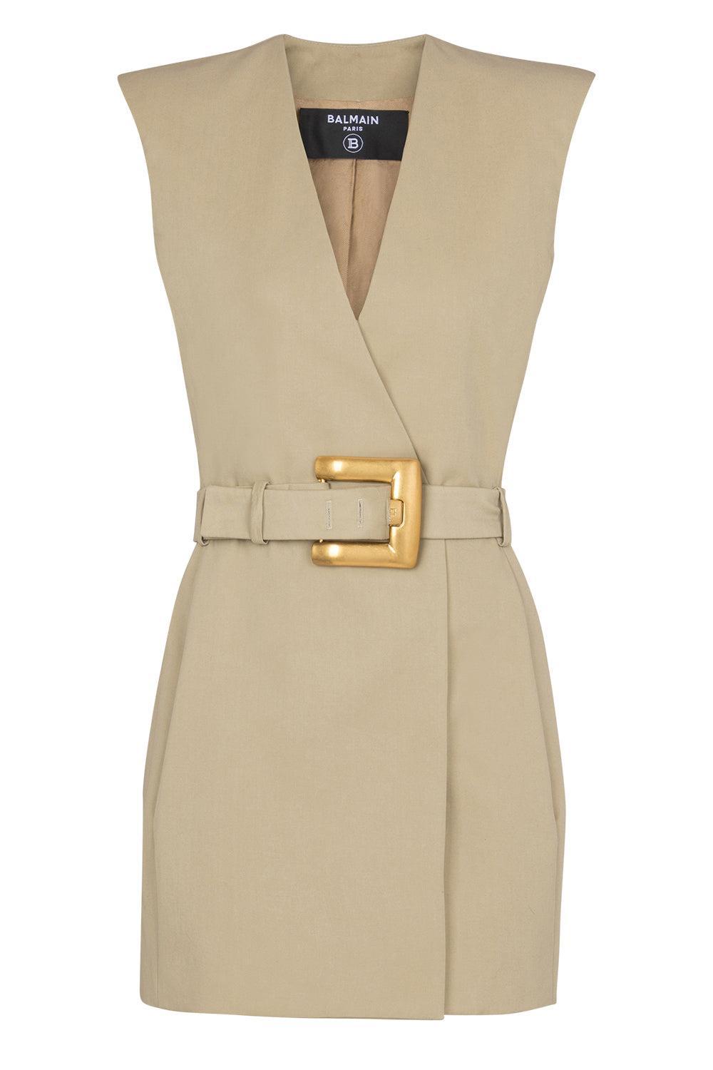 Sleeveless Belt Short Dress-SABLE-36-CLOTHINGDRESSCASUAL-BALMAIN