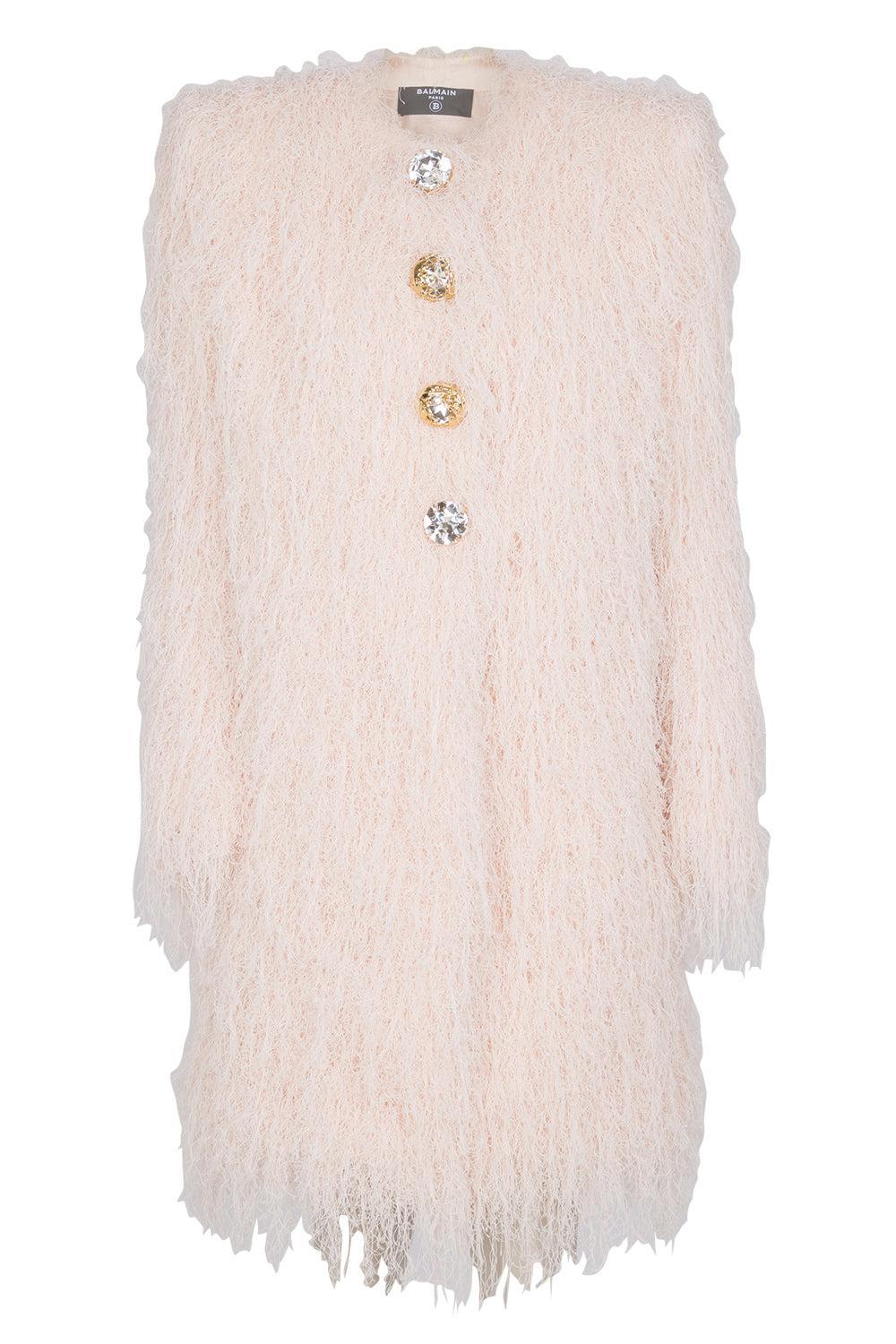 Fringe Long Cardigan-PALE ROSE-38-CLOTHINGTOPCARDIGAN-BALMAIN
