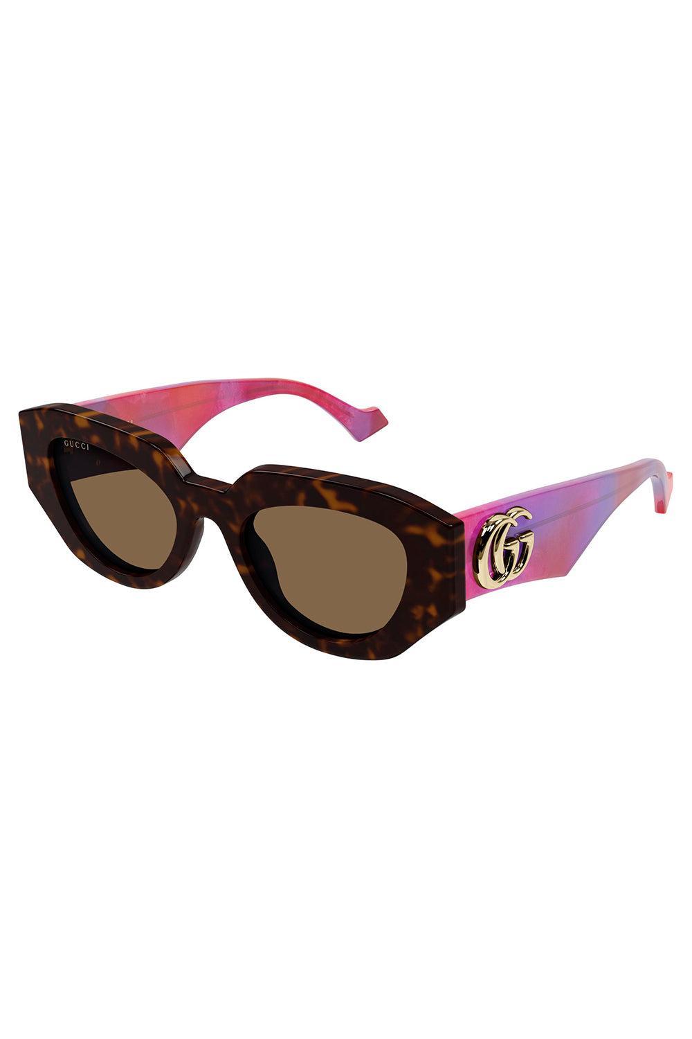 Gucci Generation Geometric Sunglasses-BROWN-ACCESSORIESUNGLASSES-GUCCI