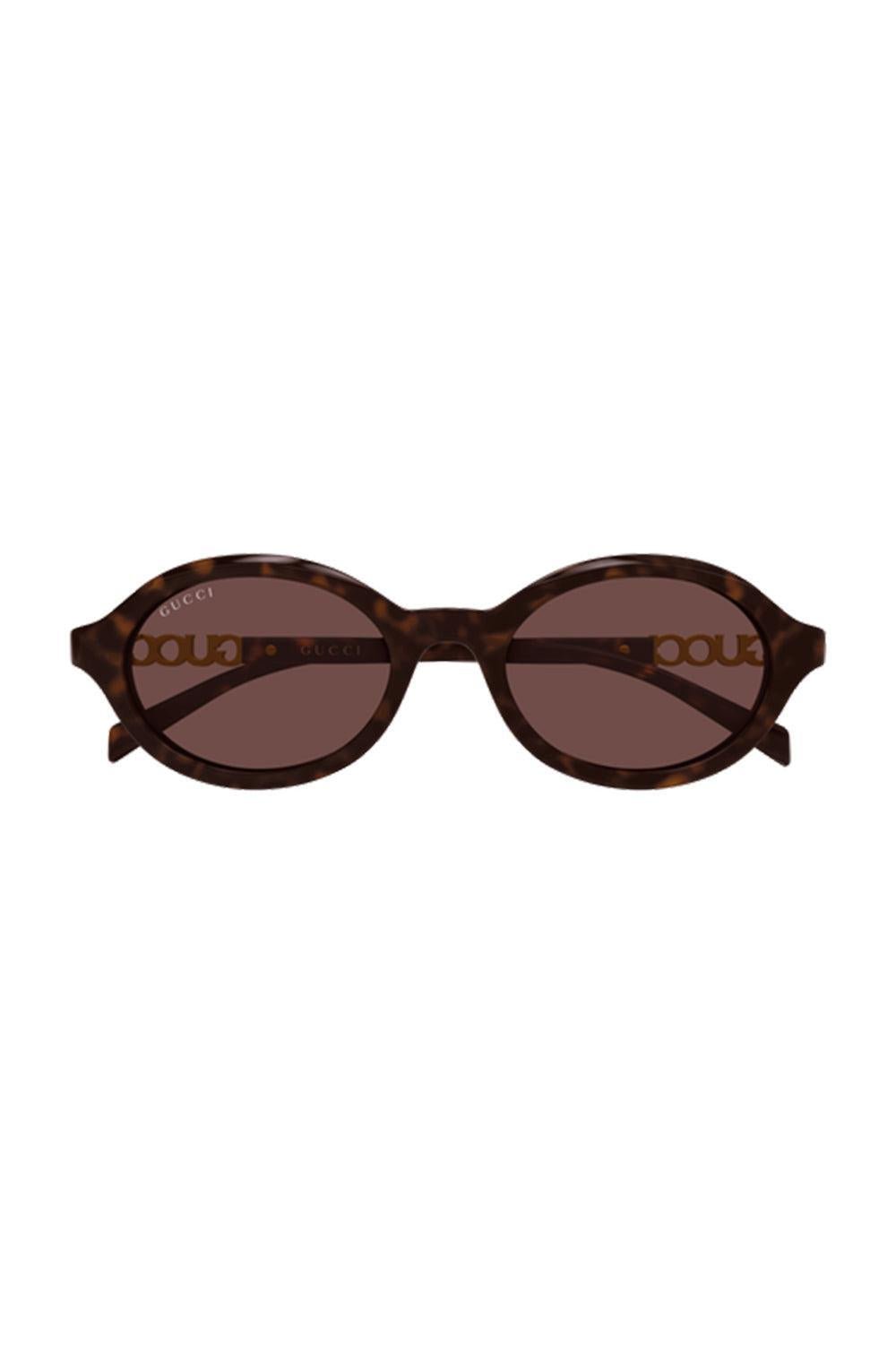 Gucci Block 3D Logo Oval Sunglasses-BROWN-ACCESSORIESUNGLASSES-GUCCI