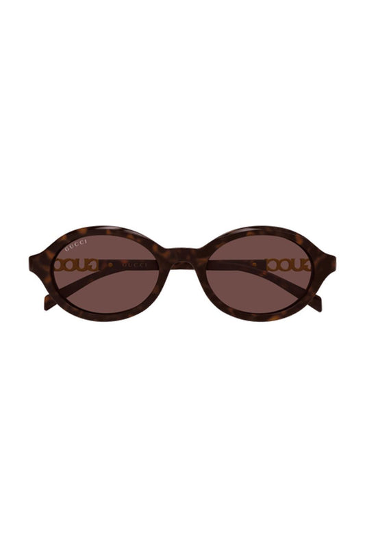 Gucci Block 3D Logo Oval Sunglasses-BROWN-ACCESSORIESUNGLASSES-GUCCI