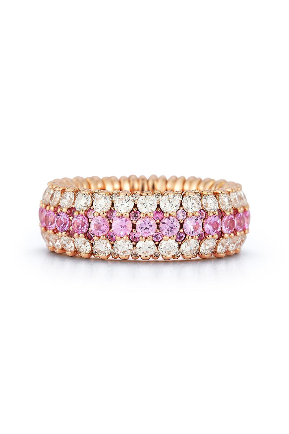 Pink Sapphire Diamond Giotto Stretch Ring-ROSE GOLD-6.75-JEWELRYFINE JEWELRING-ROBERTO DEMEGLIO