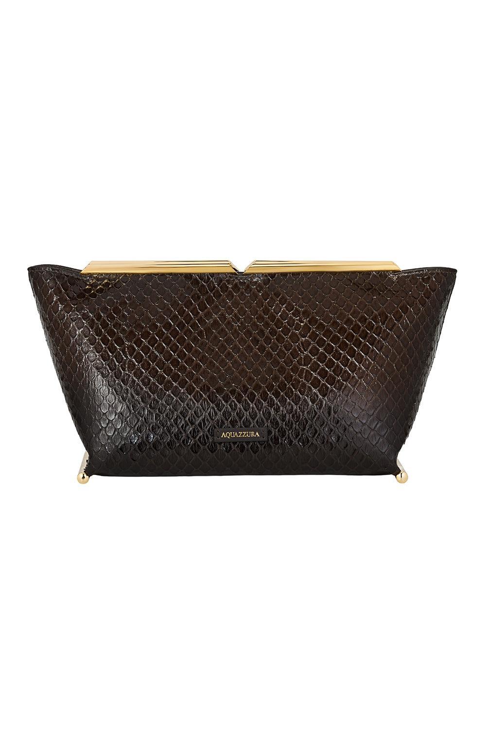 Galerie Clutch - Espresso Light Gold-BROWN-HANDBAGCLUTCHES-AQUAZZURA