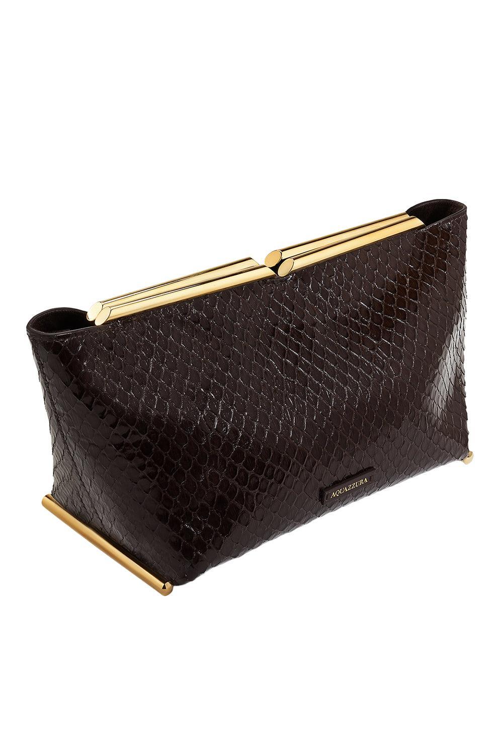 Galerie Clutch - Espresso Light Gold-BROWN-HANDBAGCLUTCHES-AQUAZZURA