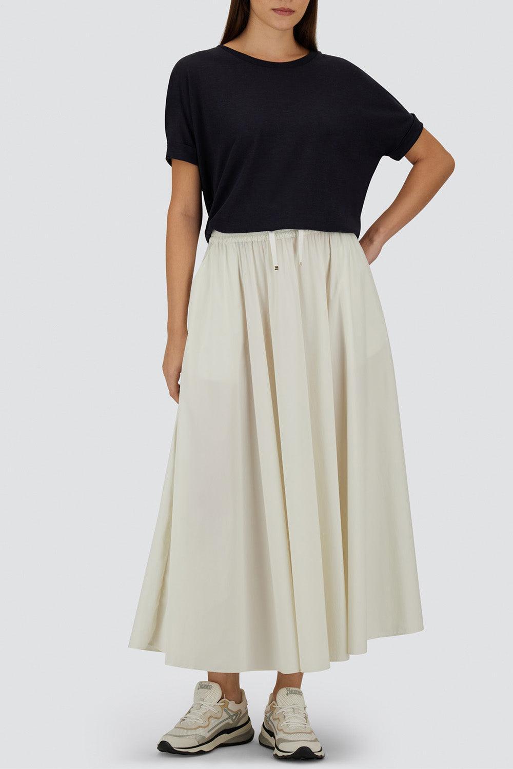 Stretch Midi Skirt - White-WHITE-38-CLOTHINGSKIRTMIDI-HERNO