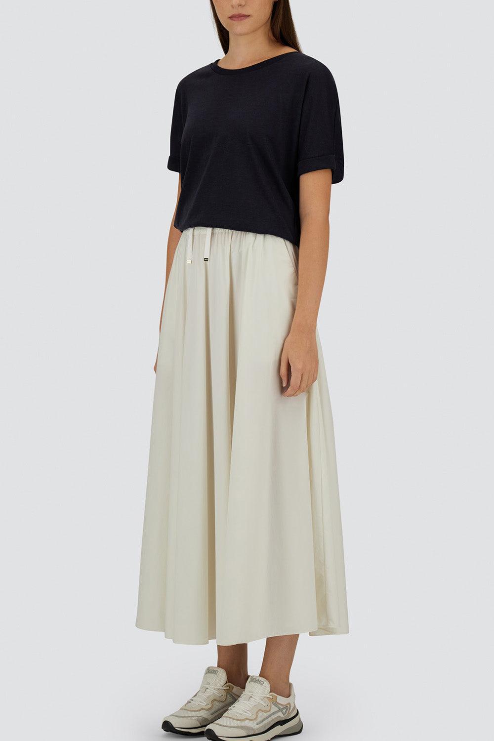 Stretch Midi Skirt - White-WHITE-38-CLOTHINGSKIRTMIDI-HERNO