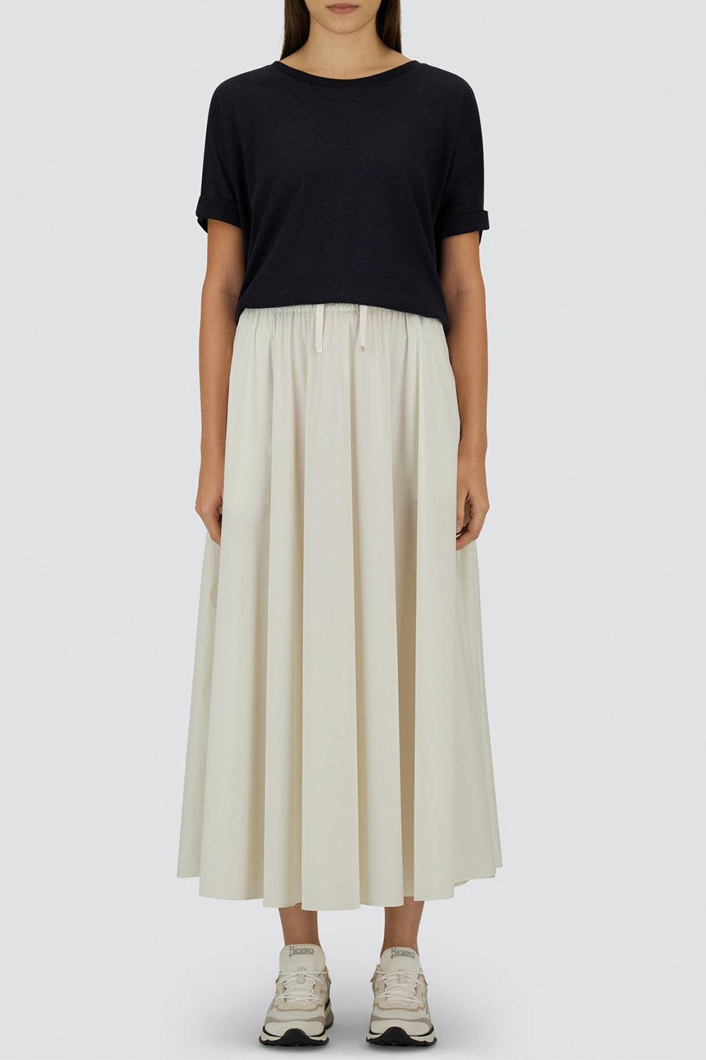 Stretch Midi Skirt - White-WHITE-38-CLOTHINGSKIRTMIDI-HERNO