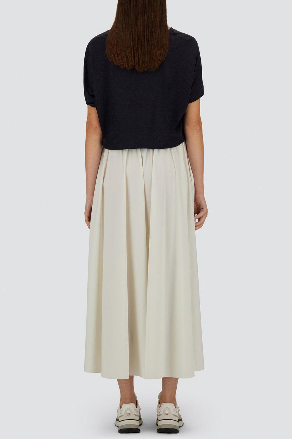 Stretch Midi Skirt - White-WHITE-38-CLOTHINGSKIRTMIDI-HERNO