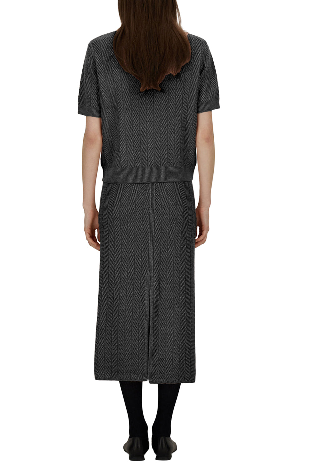 Shiny Herringbone Skirt-FERRO-XS-CLOTHINGSKIRTMIDI-HERNO