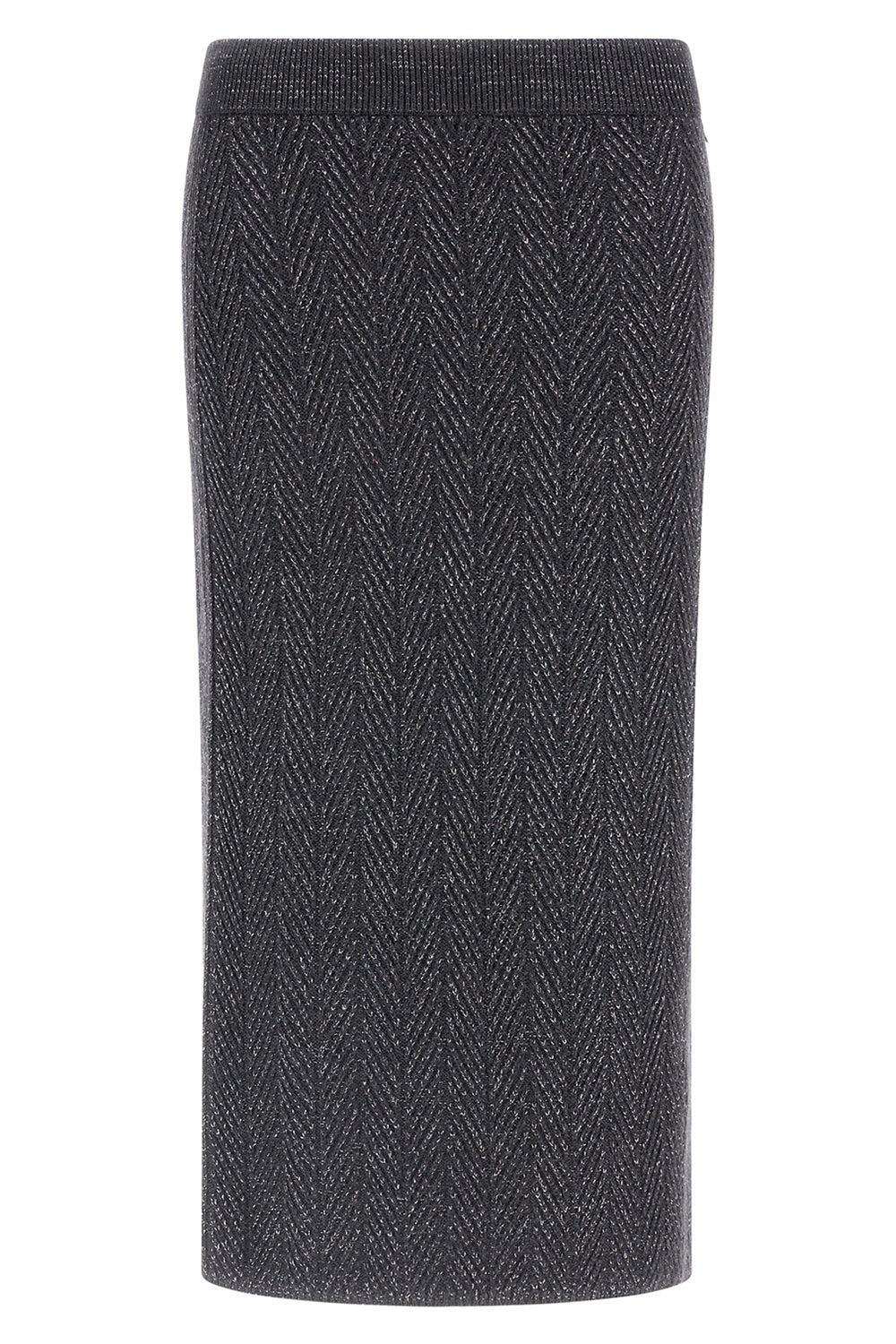 Shiny Herringbone Skirt-FERRO-XS-CLOTHINGSKIRTMIDI-HERNO