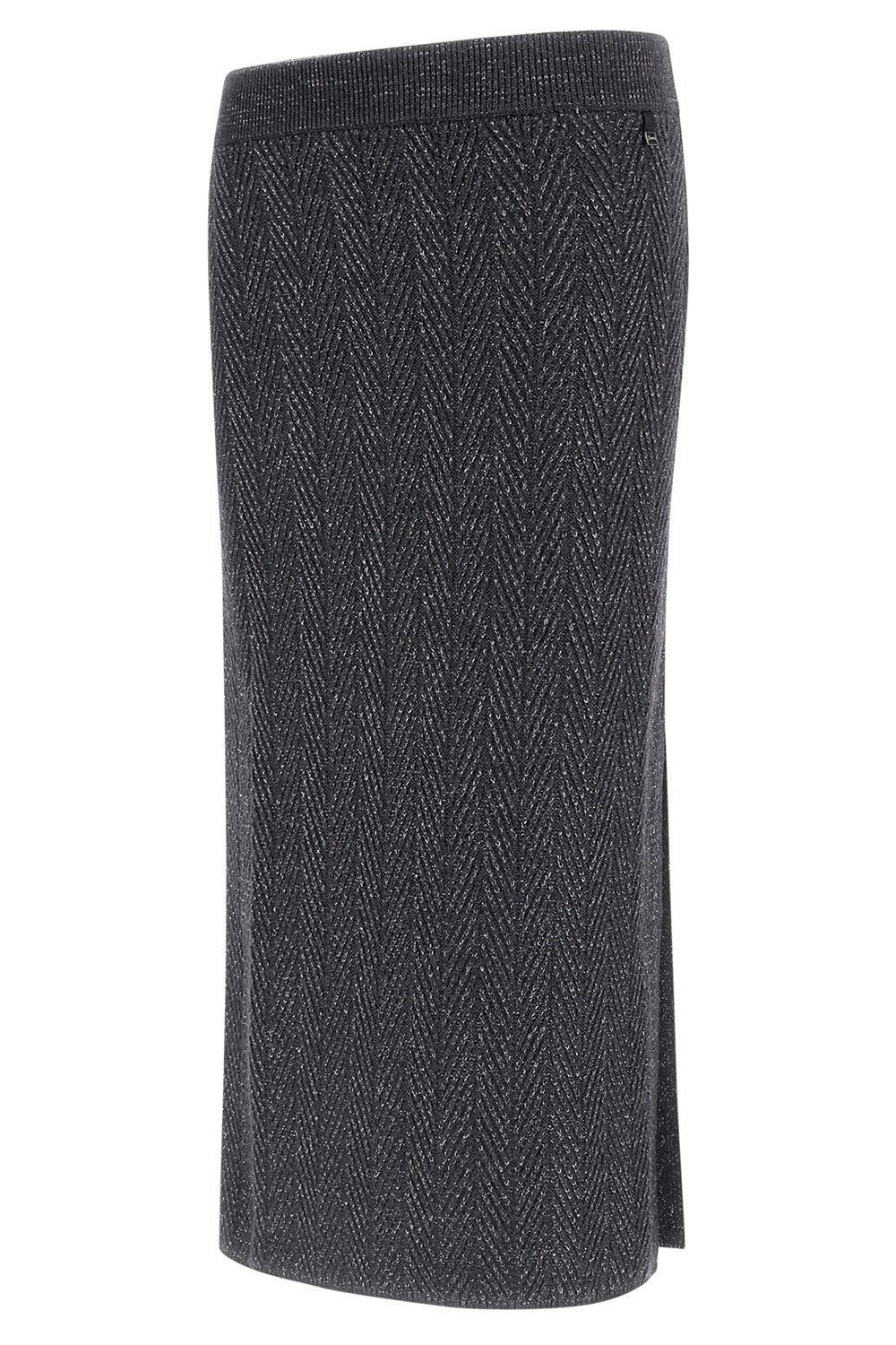 Shiny Herringbone Skirt-FERRO-XS-CLOTHINGSKIRTMIDI-HERNO