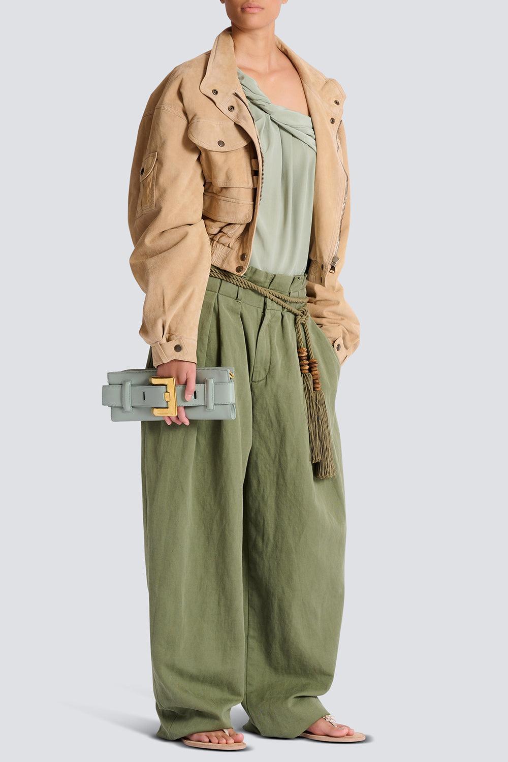 Anthem Clutch Bag - Faded Green-GREEN-HANDBAGCLUTCHES-BALMAIN