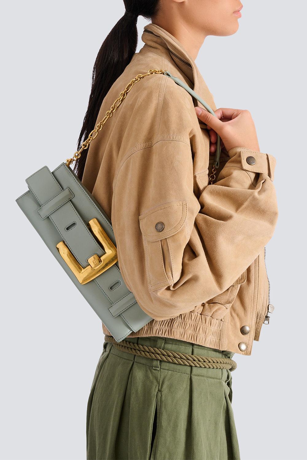 Anthem Clutch Bag - Faded Green-GREEN-HANDBAGCLUTCHES-BALMAIN