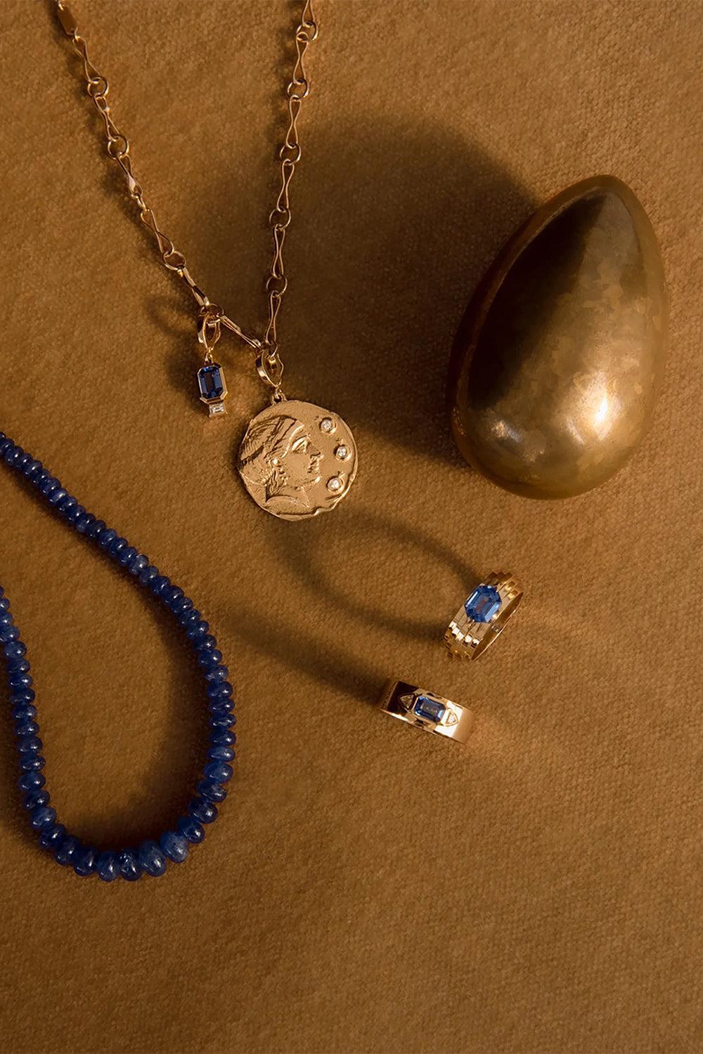 Large Goddess of Mothers Diamond Coin Pendant-YELLOW GOLD-JEWELRYFINE JEWELPENDANT-AZLEE