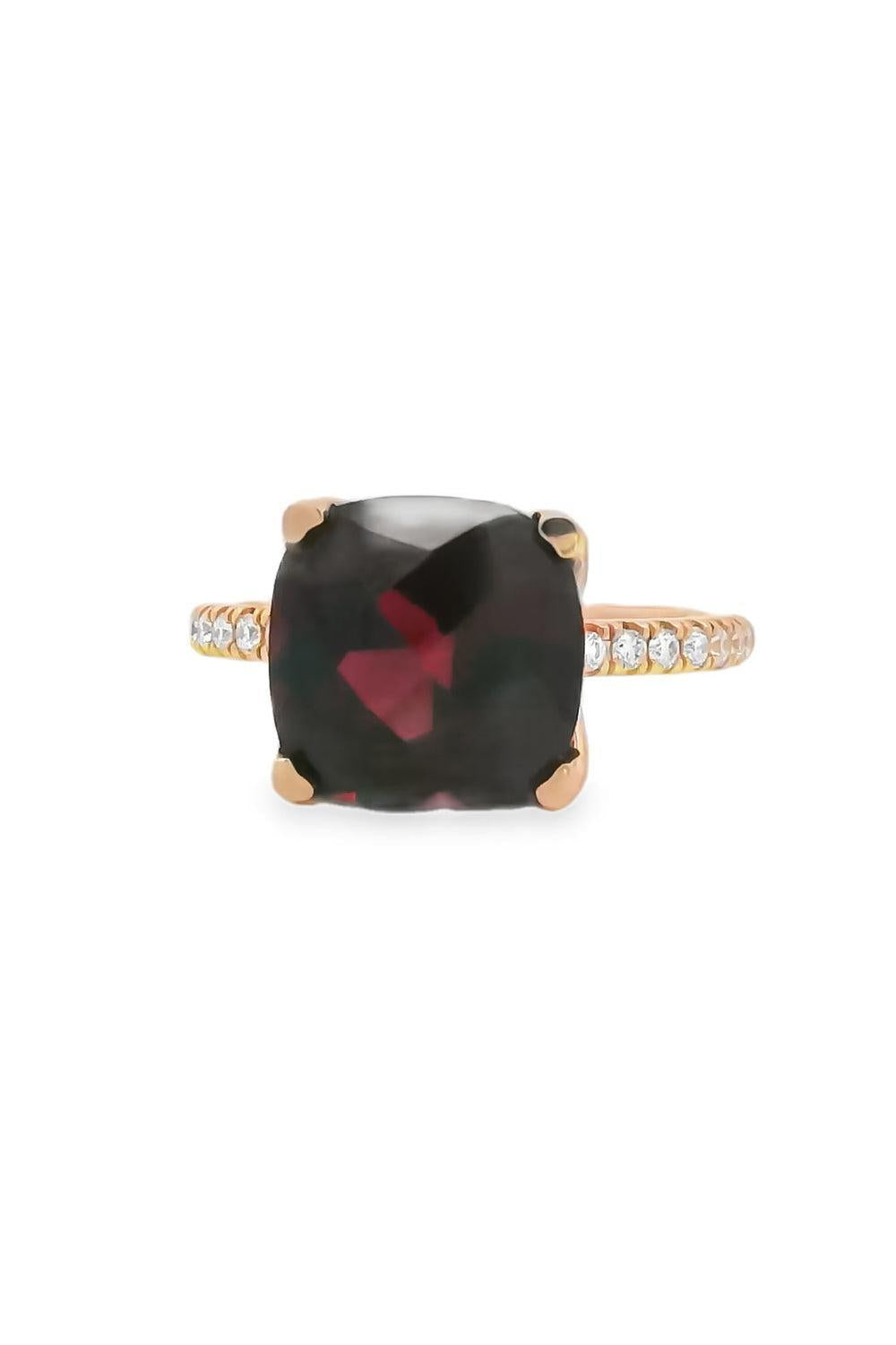 Garnet Diamond Cushion Ring-ROSE GOLD-5.75-JEWELRYFINE JEWELRING-LISA NIK