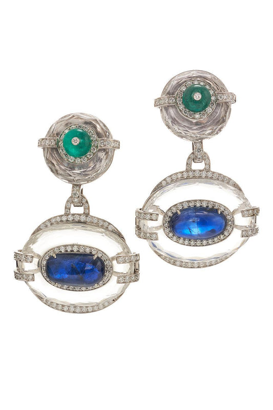 Sapphire Emerald Couture Cassandra Drop Earrings-WHITE GOLD-JEWELRYFINE JEWELEARRING-DAVID WEBB