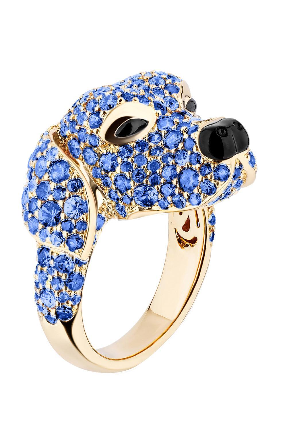 Blue Sapphire Onyx Dog Ark Ring-YELLOW GOLD-6.75-JEWELRYFINE JEWELRING-GOSHWARA