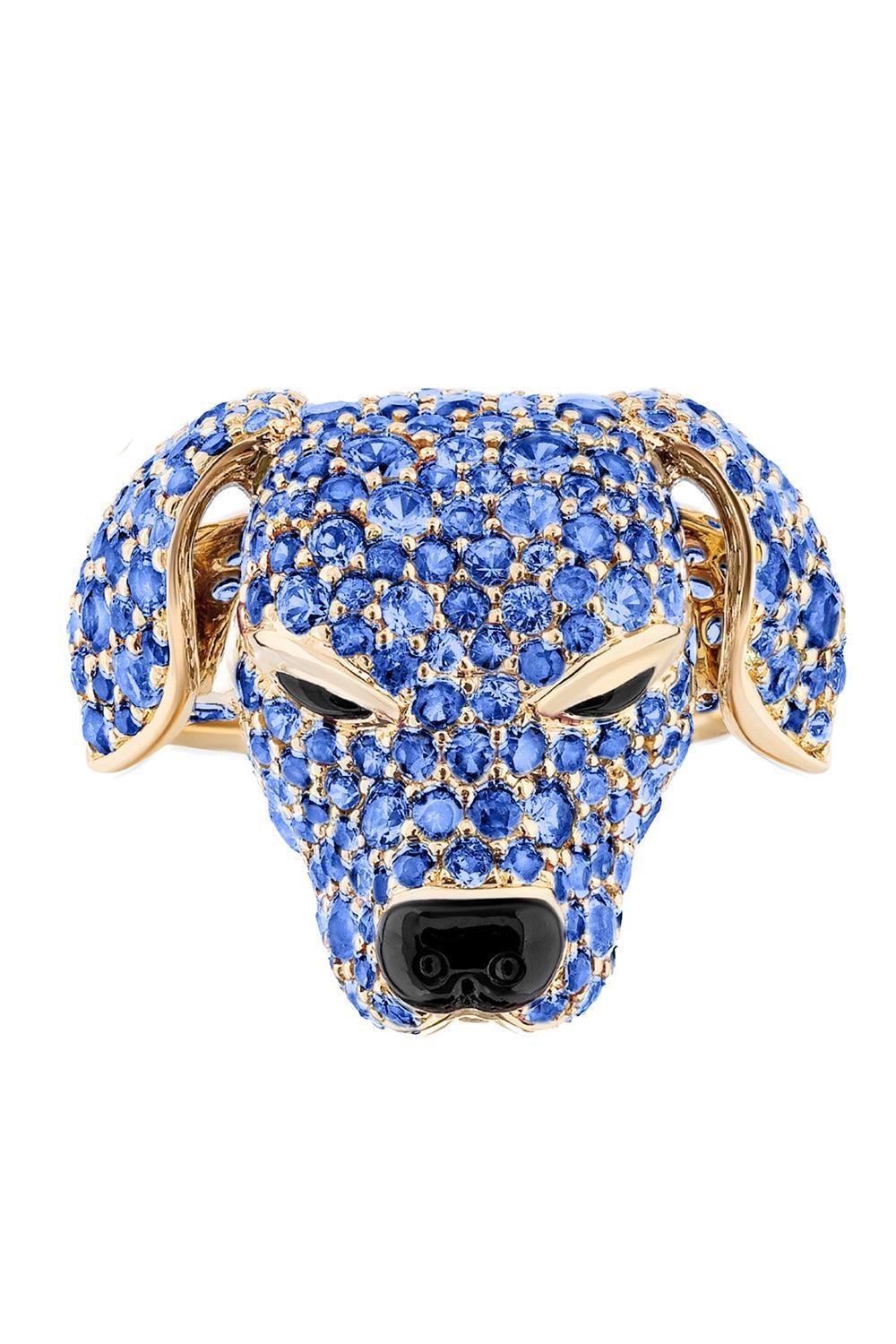 Blue Sapphire Onyx Dog Ark Ring-YELLOW GOLD-6.75-JEWELRYFINE JEWELRING-GOSHWARA