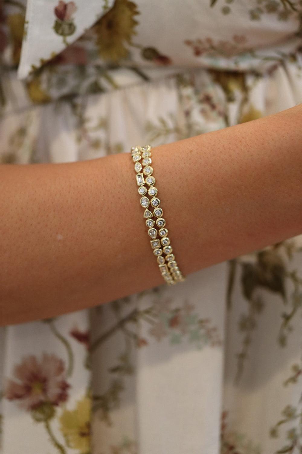 Diamond Gemmed Tennis Bracelet-YELLOW GOLD-JEWELRYFINE JEWELBRACELET O-OCTAVIA ELIZABETH