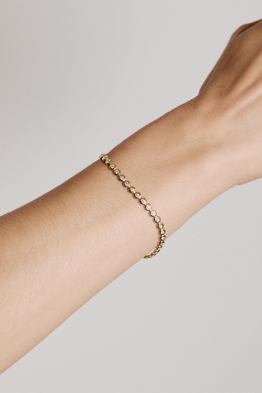 Diamond Gemmed Tennis Bracelet-YELLOW GOLD-JEWELRYFINE JEWELBRACELET O-OCTAVIA ELIZABETH