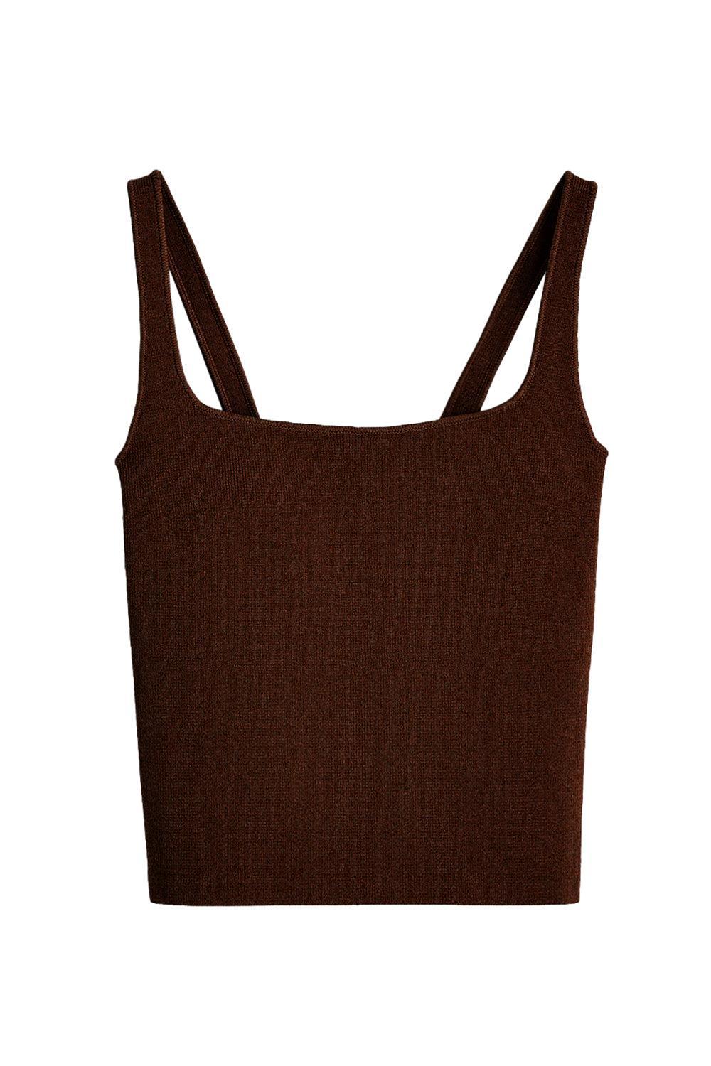 Knit Square Camisole-CHOCOLATE-XS-CLOTHINGDRESSCASUAL-SCANLAN THEODORE