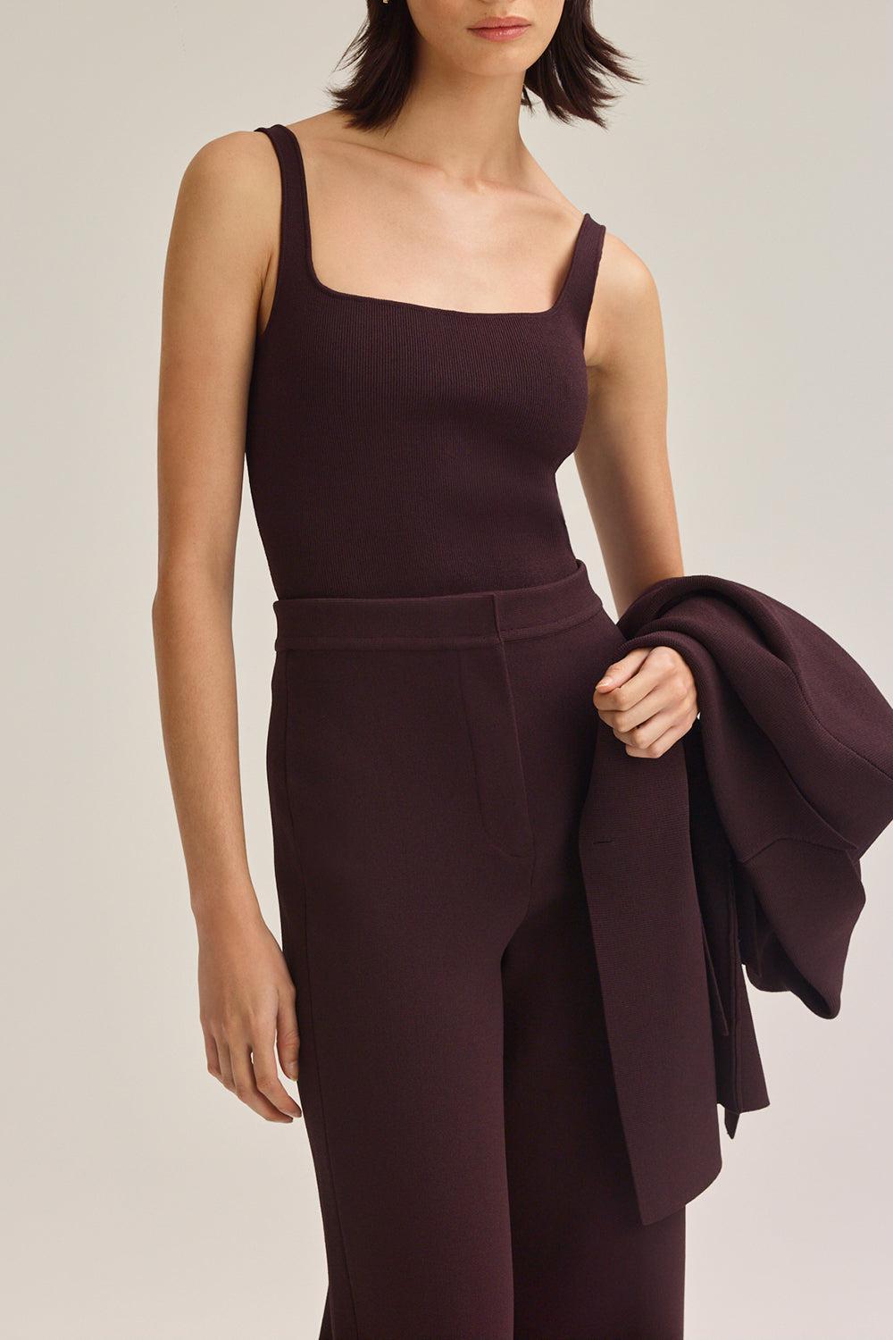 Knit Square Camisole-CHOCOLATE-XS-CLOTHINGDRESSCASUAL-SCANLAN THEODORE