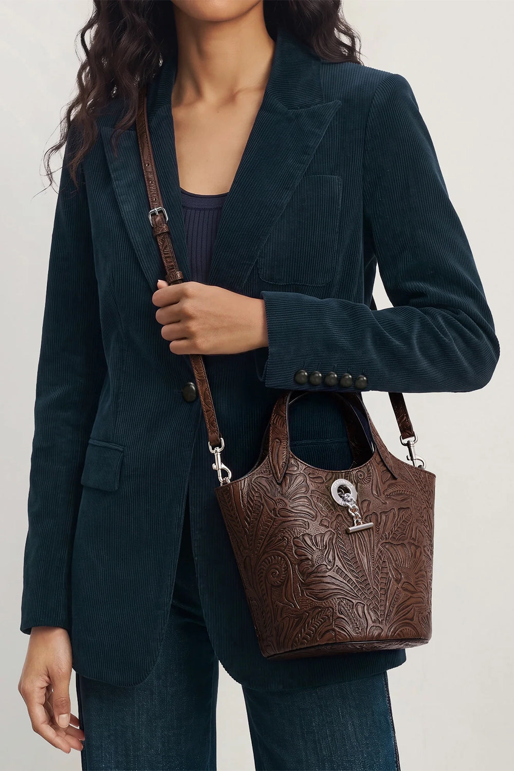  Anchor Bag - Brown Embossed-BROWN-O/S-HANDBAGTOP HANDLE-VERONICA BEARD 