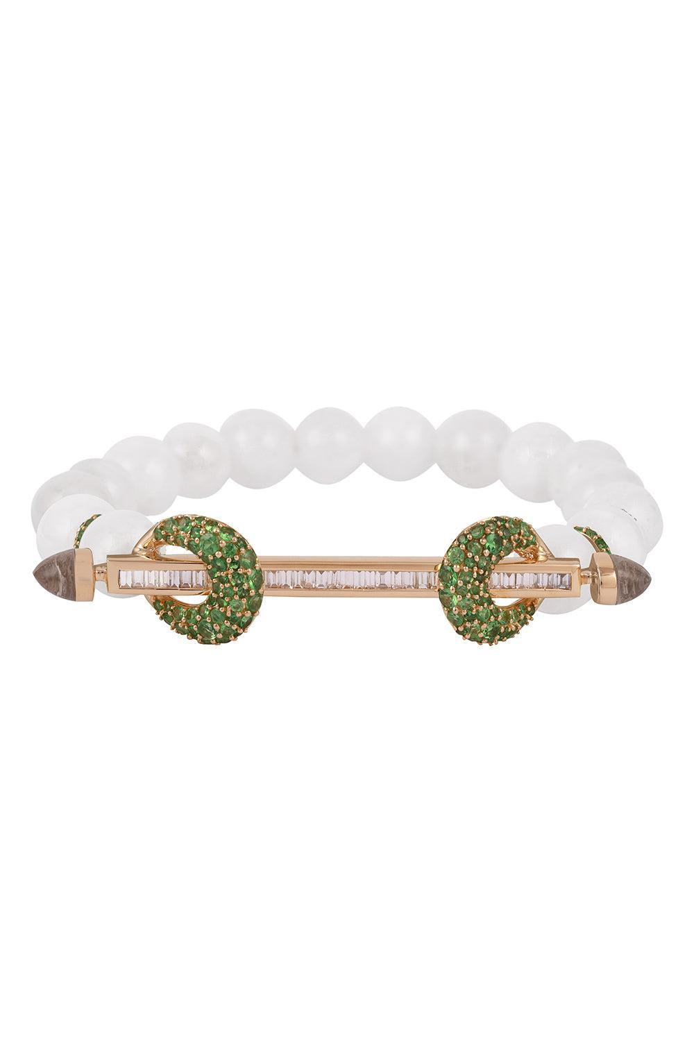 Diamond Rainbow Moonstone Chakra Bracelet-YELLOW GOLD-16CM-JEWELRYFINE JEWELBRACELET O-ANANYA