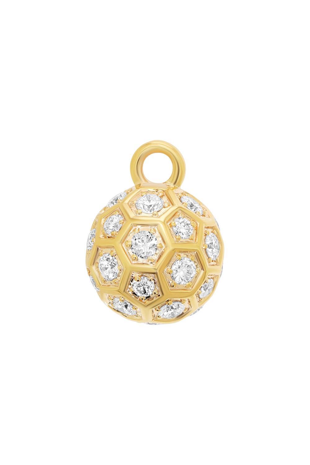 Diamond Honey Comb Ball Charm-YELLOW GOLD-JEWELRYFINE JEWELPENDANT-SARA WEINSTOCK