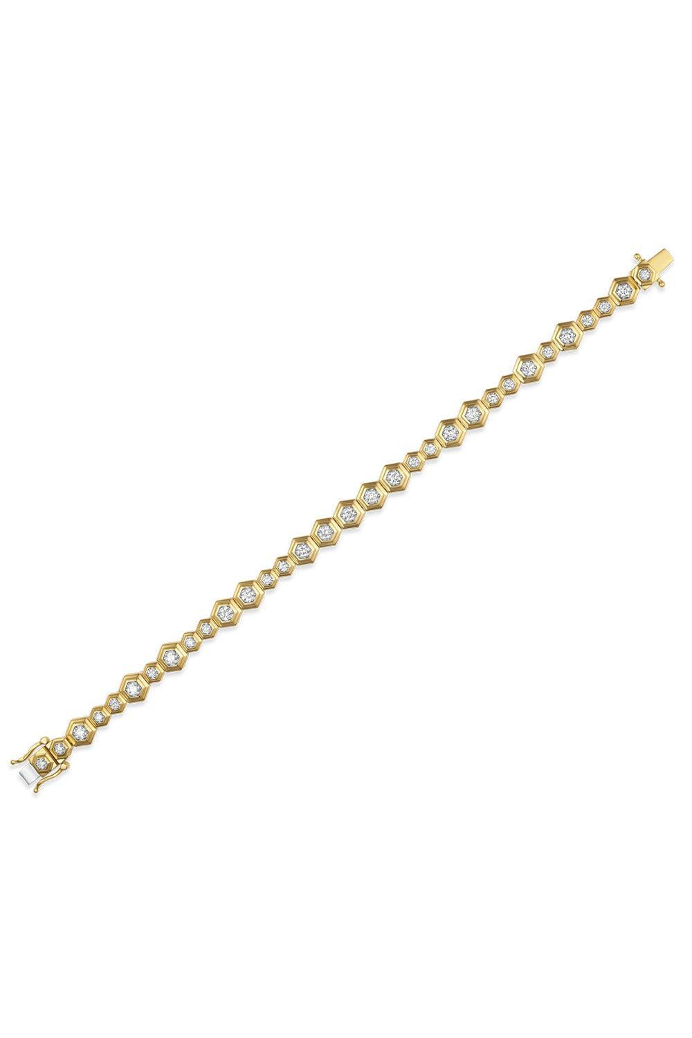 Diamond Honey Comb Full Bracelet-YELLOW GOLD-6.5-JEWELRYFINE JEWELBRACELET O-SARA WEINSTOCK
