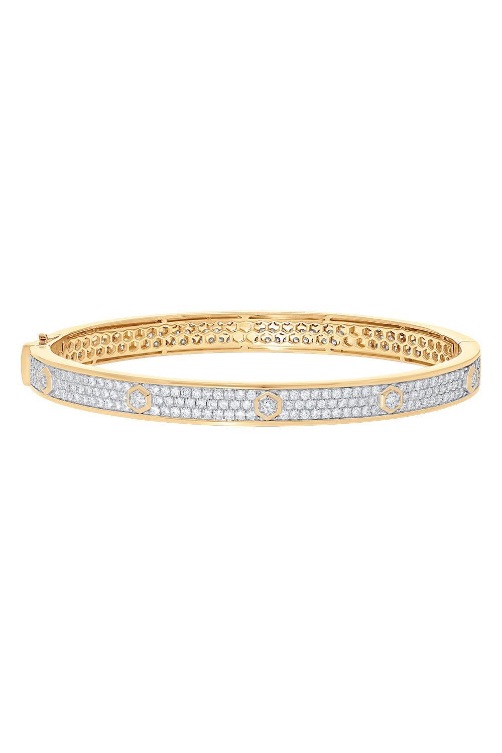 Diamond Honey Comb Bangle Bracelet-YELLOW GOLD-JEWELRYFINE JEWELBRACELET O-SARA WEINSTOCK