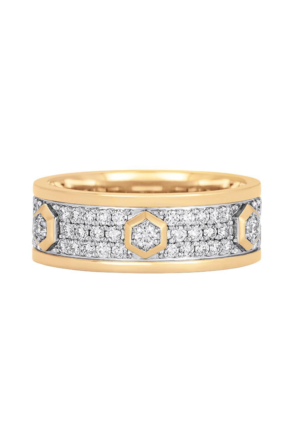 Diamond Honey Comb Ring-YELLOW GOLD-7-JEWELRYFINE JEWELRING-SARA WEINSTOCK