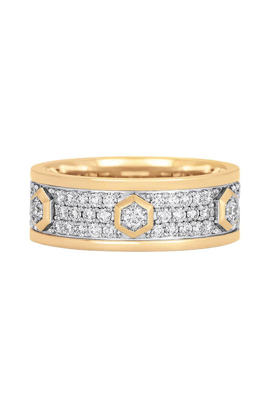 Diamond Honey Comb Ring-YELLOW GOLD-7-JEWELRYFINE JEWELRING-SARA WEINSTOCK