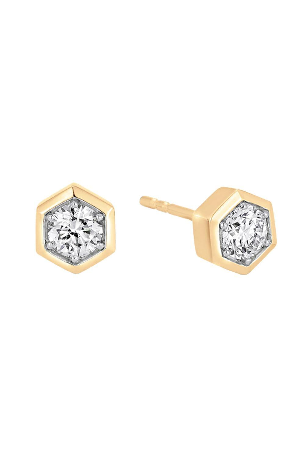 Diamond Honey Comb Stud Earrings-YELLOW GOLD-JEWELRYFINE JEWELEARRING-SARA WEINSTOCK