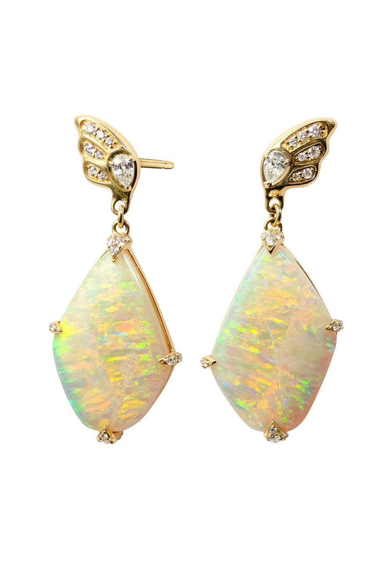 Crystal Opal Butterfly Drop Earrings