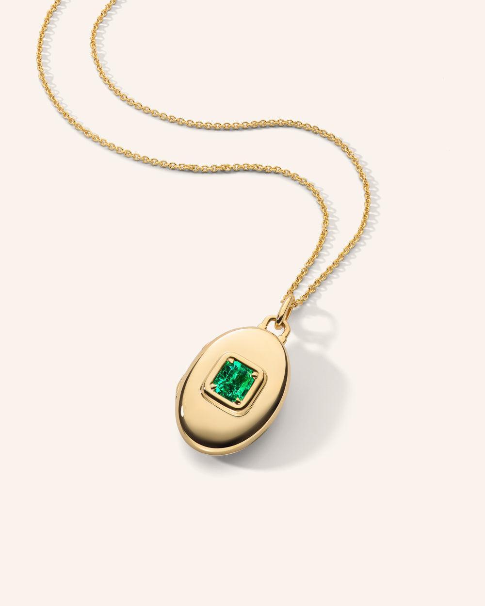 Colombian Emerald Locket Necklace-YELLOW GOLD-22-JEWELRYFINE JEWELNECKLACE O-MONICA RICH KOSANN