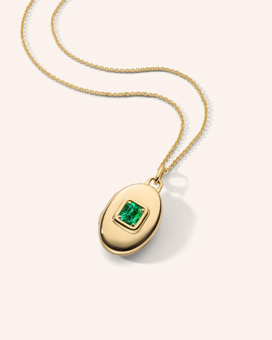 Colombian Emerald Locket Necklace-YELLOW GOLD-22-JEWELRYFINE JEWELNECKLACE O-MONICA RICH KOSANN