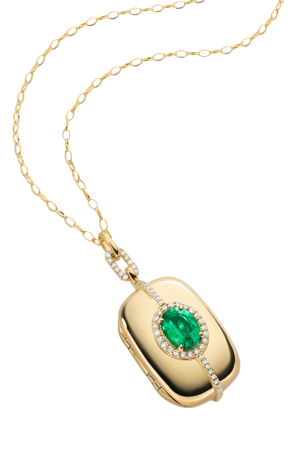 Emerald Diamond Locket Necklace