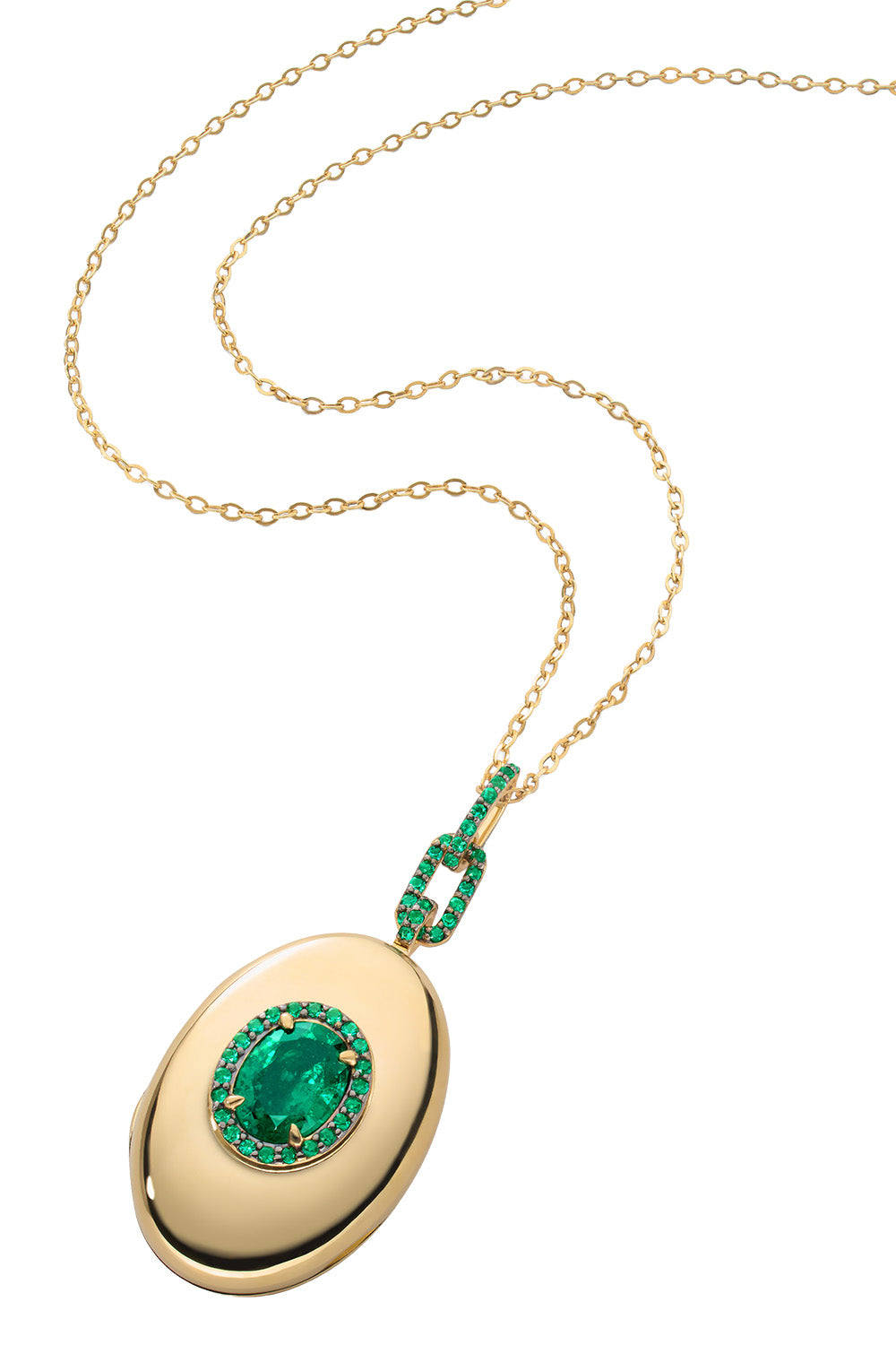 Emerald Halo Locket Necklace
