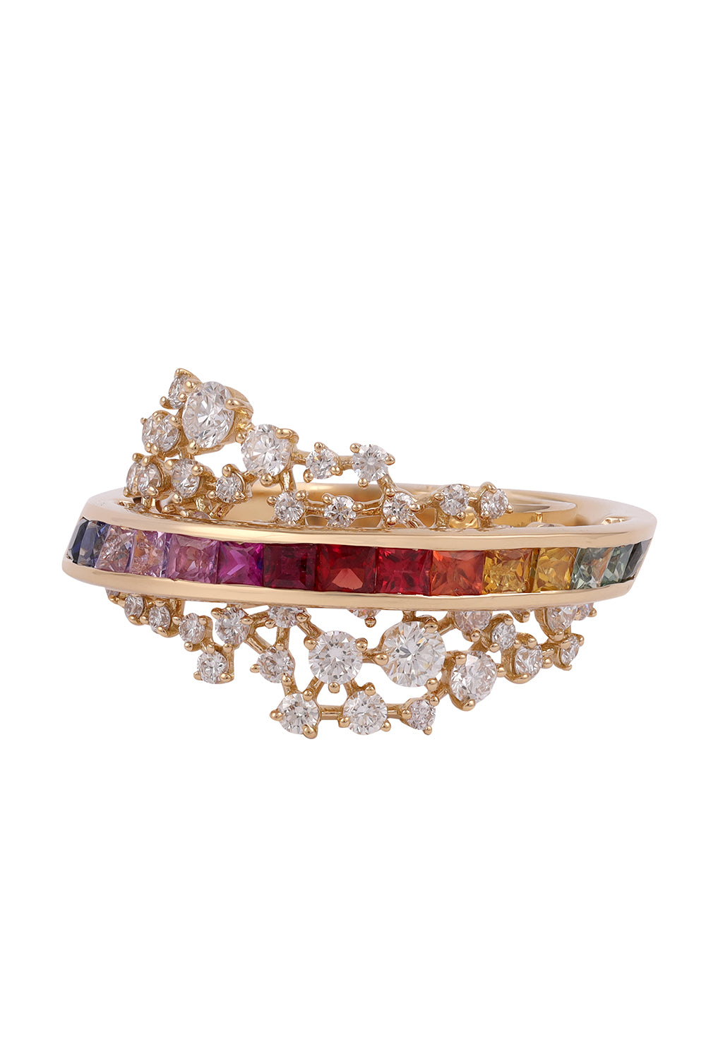 ANANYA-Rainbow Energy Scatter Ring-YELLOW GOLD