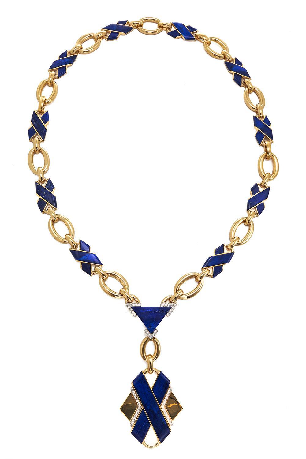 Lapis Carved Couture Necklace-YELLOW GOLD-JEWELRYFINE JEWELNECKLACE O-DAVID WEBB
